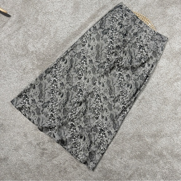 Free People Normani Bias Cut Snake Skin Printed Satin Midi Skirt Gray Combo 10 - Picture 5 of 12